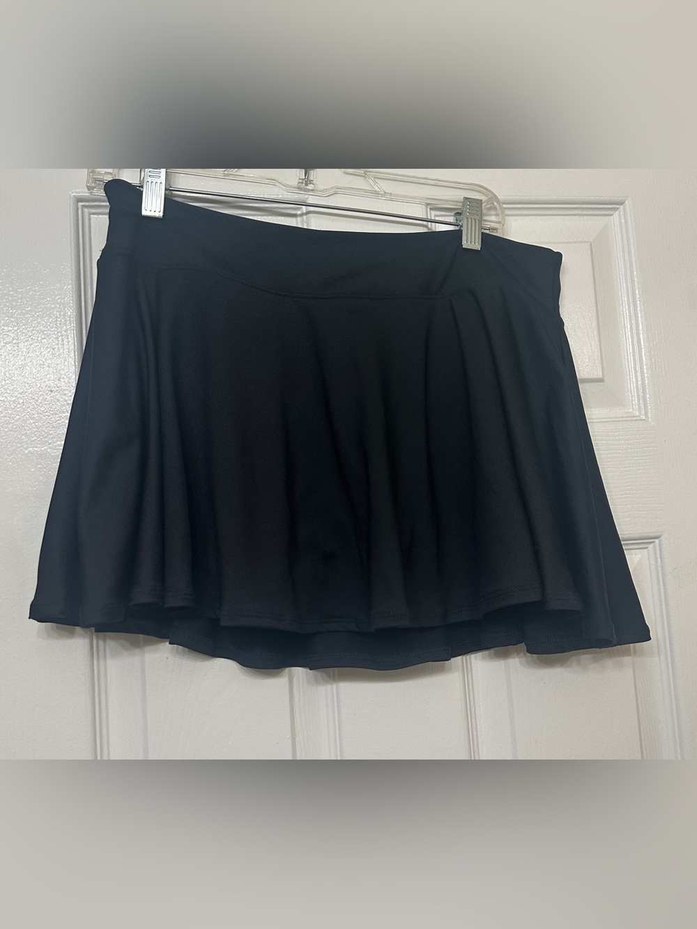 Nike Skort Flouncy Built In Shorts Flat Waist Black Logo Tennis or Golf Large